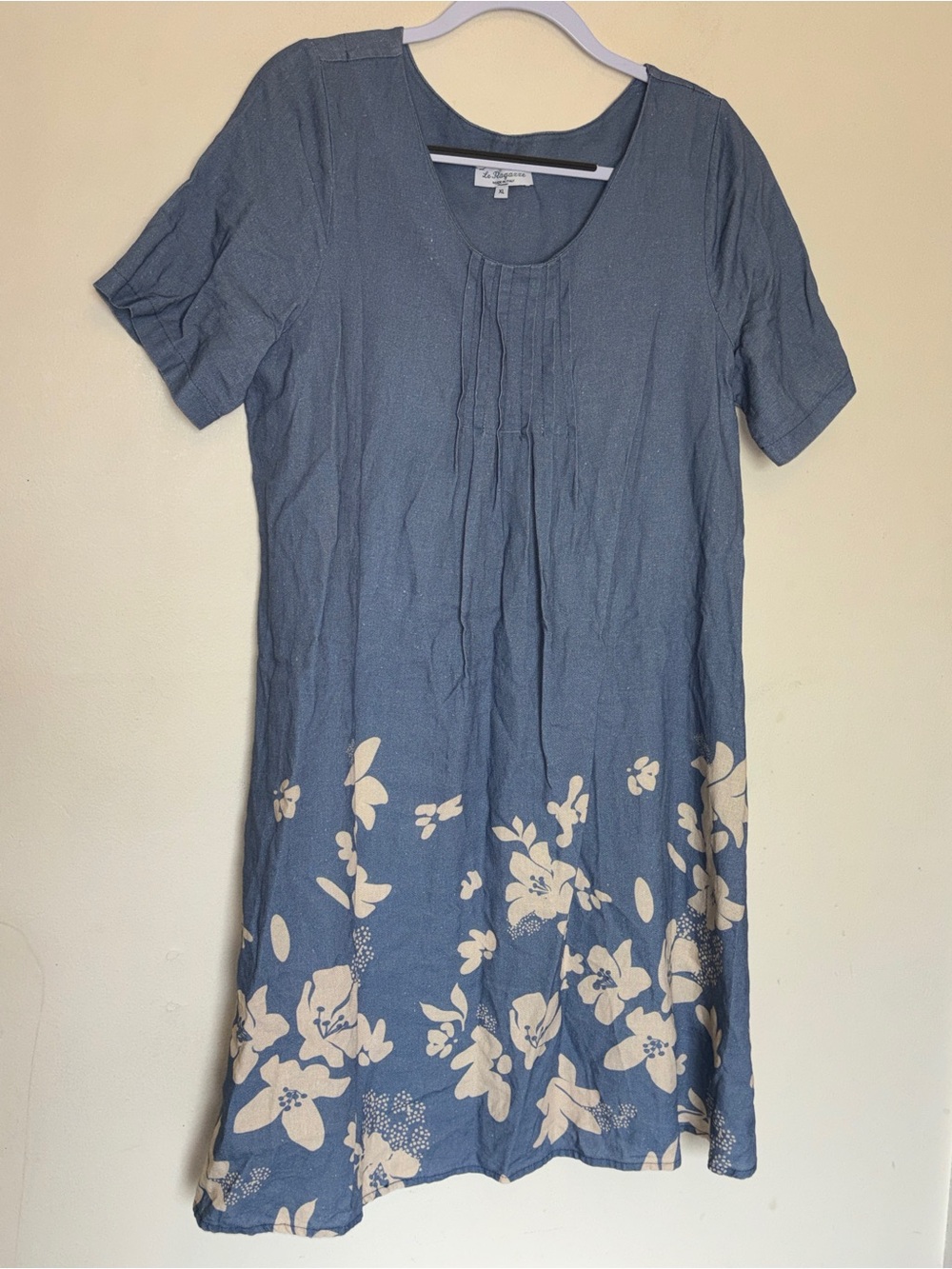 Le Ragazze Linen Blend  Floral Midi Shirt Dress Floral XL Coastal Grandma Italy